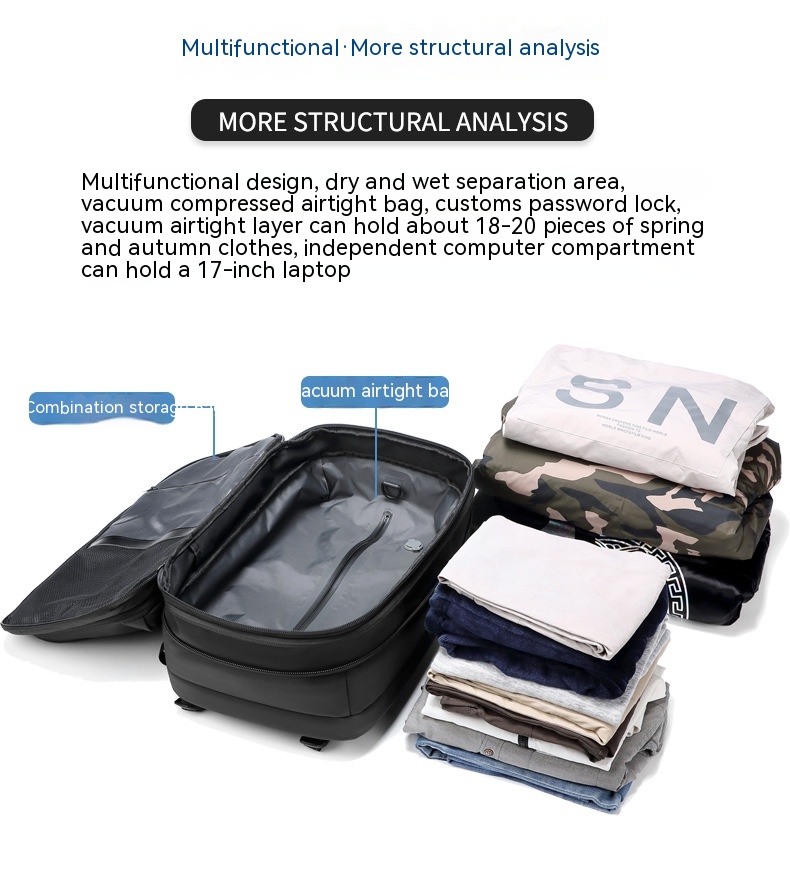 Travel Backpack Men's Business Multifunction Computer Bag Vacuum Compression Large-capacity Backpack 2406201124220321400