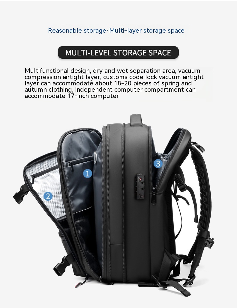 Travel Backpack Men's Business Multifunction Computer Bag Vacuum Compression Large-capacity Backpack 2406201124220325400