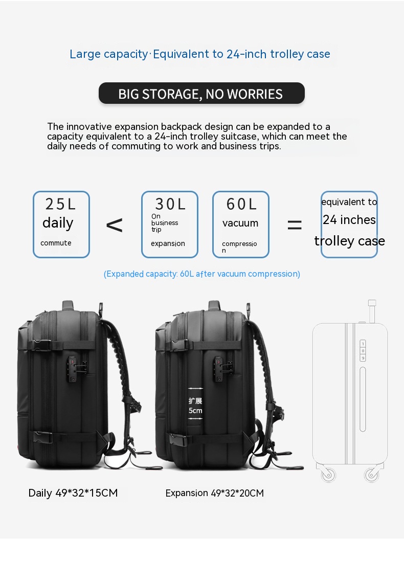 Travel Backpack Men's Business Multifunction Computer Bag Vacuum Compression Large-capacity Backpack 2406201124220326600