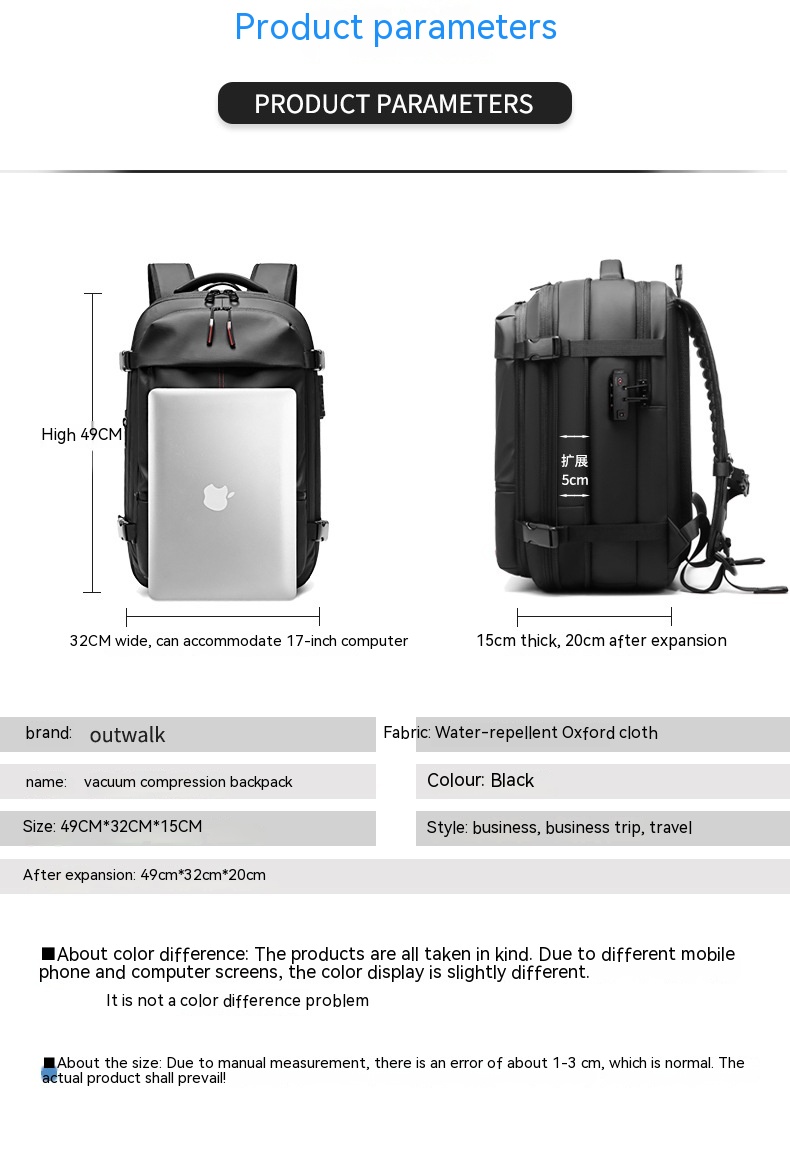 Travel Backpack Men's Business Multifunction Computer Bag Vacuum Compression Large-capacity Backpack 2406201124220329000