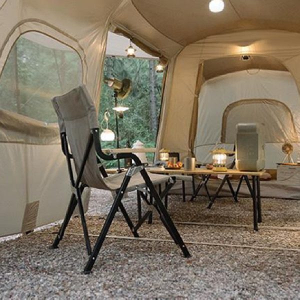 outdoor camping in a rain tent