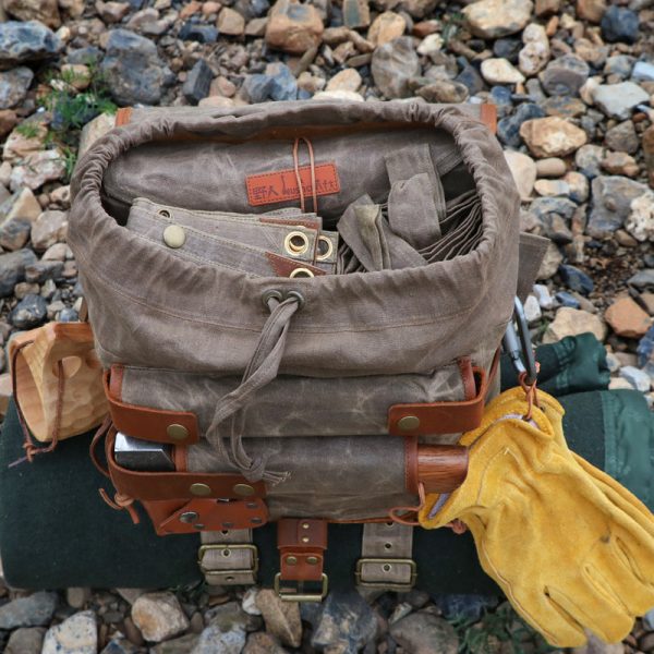 outdoor camping 20l retro waterproof oil wax canvas backpack