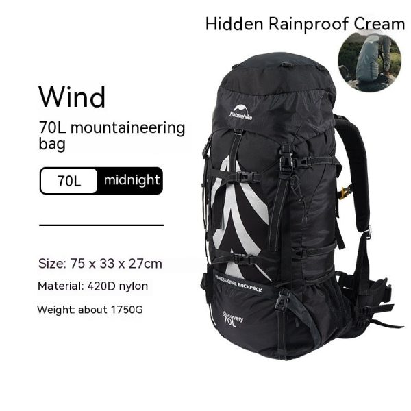 outdoor wind exploration 70l hiking backpack large capacity leisure sports tourism