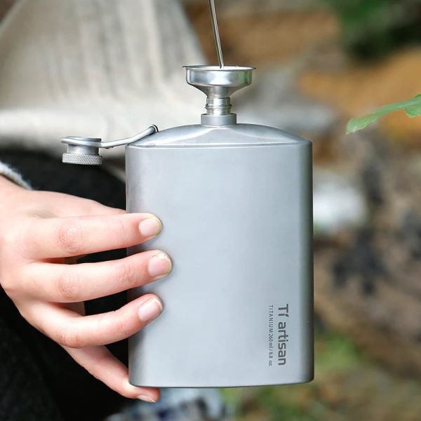 Titanium Hip Flask With Funnel 200ml/260ml Beargoods
