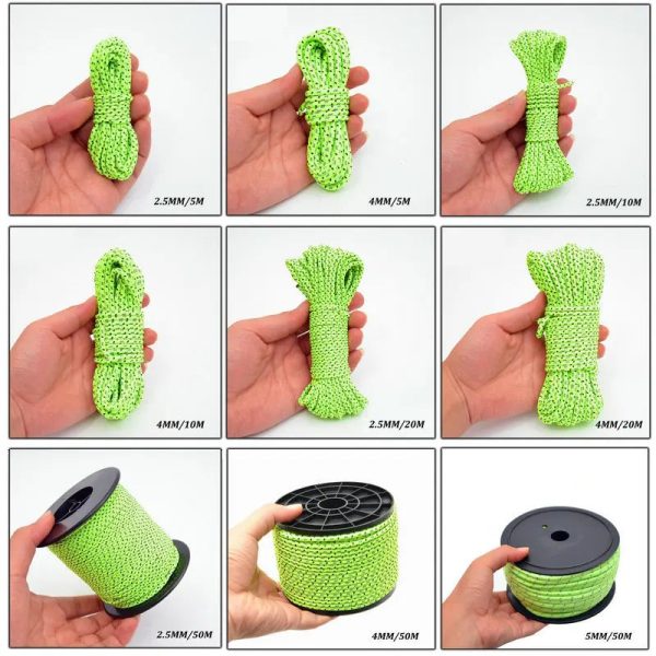5m/10m/20m/50m reflective nylon tent rope 5M/10M/20M/50M Reflective Nylon Tent Rope Beargoods