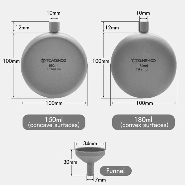 150ml/180ml titanium flask with funnel camping hiking backpacking travel picnic 150ml/180ml Titanium Flask with Funnel Camping Hiking Backpacking Travel Picnic Beargoods