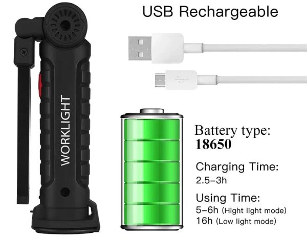 Portable COB LED Flashlight USB Rechargeable Beargoods