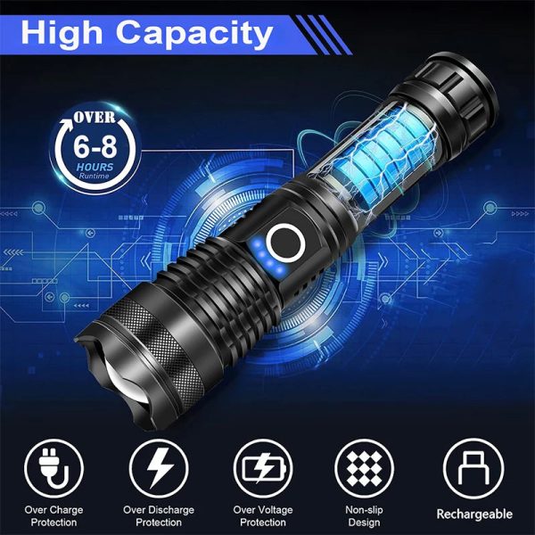 high power rechargeable led tactical flashlight High Power Rechargeable LED Tactical Flashlight Beargoods