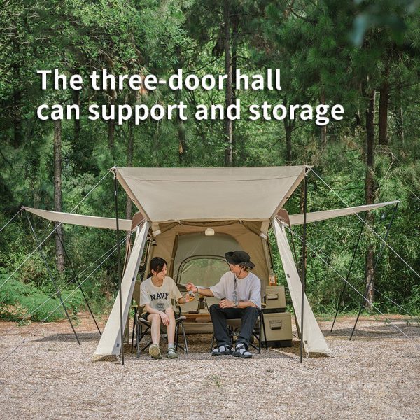 outdoor camping in a rain tent