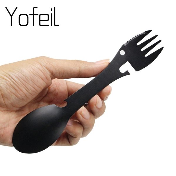 camping fork spoon multi function stainless steel cutlery