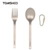 titanium spoon and fork tableware set with storage sack