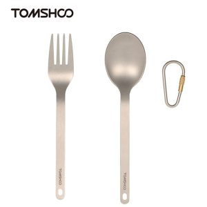 titanium spoon and fork tableware set with storage sack