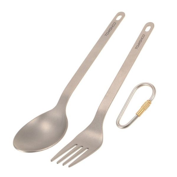 titanium spoon and fork tableware set with storage sack