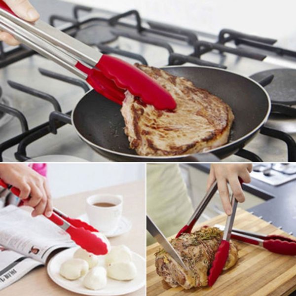 stainless steel silicone food tongs