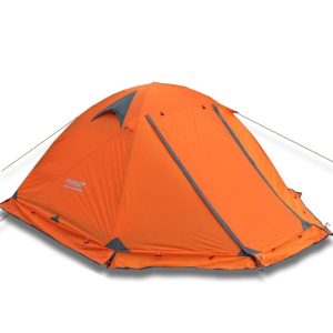 flytop camping tent outdoor 2 people or 3perons double layer aluminum pole anti snow outdoor family tent with snow skirt
