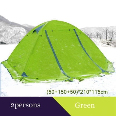 flytop camping tent outdoor 2 people or 3perons double layer aluminum pole anti snow outdoor family tent with snow skirt