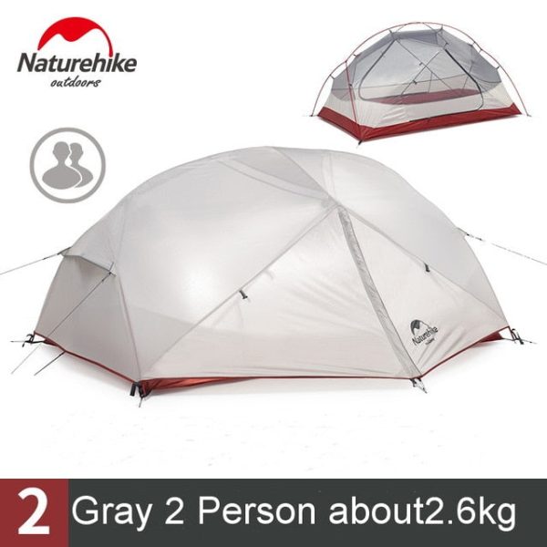 naturehike custom mongar 2 3 person waterproof double layer outdoor tent aluminum rod gray ultralight camping tents mat e ems