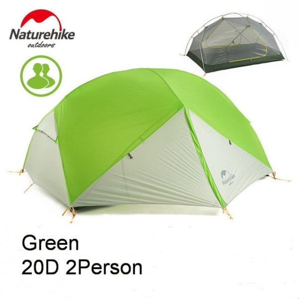 naturehike custom mongar 2 3 person waterproof double layer outdoor tent aluminum rod gray ultralight camping tents mat e ems