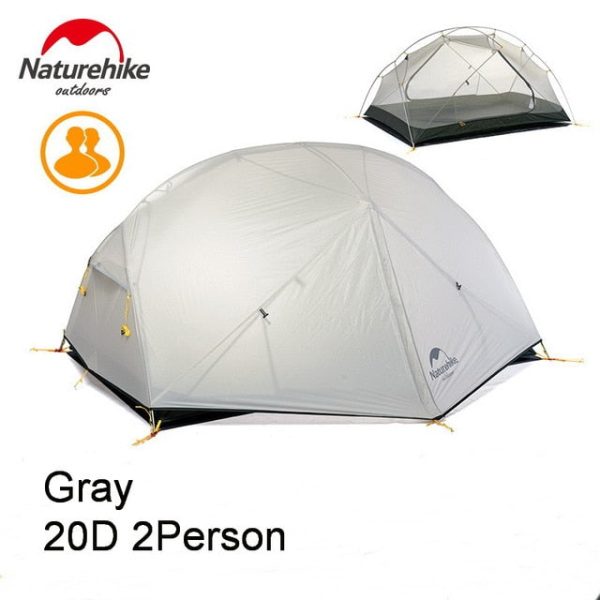 naturehike custom mongar 2 3 person waterproof double layer outdoor tent aluminum rod gray ultralight camping tents mat e ems