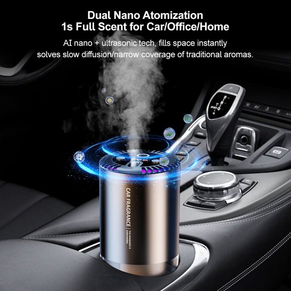 ai smart car aroma diffuser dual nano atomizer with starry sky projection & auto scent control