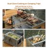 multi function charcoal camp stove dual zone cooking, 3 level heat multi function charcoal camp stove dual zone cooking, 3 level heat