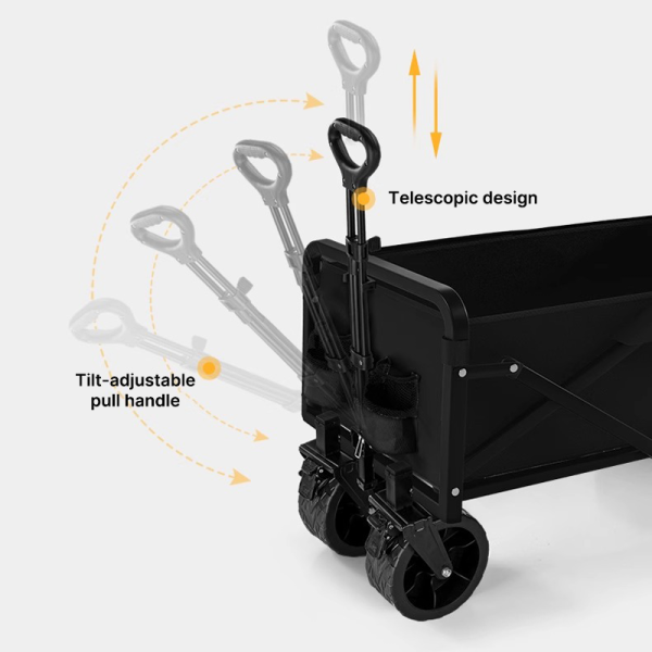 heavy duty collapsible outdoor wagon all terrain folding garden cart with big wheels for camping & beach