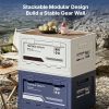 50l collapsible camping storage box with wood lid side opening stackable organizer & outdoor coffee table