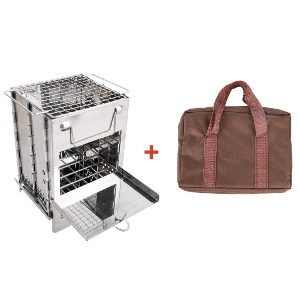 folding portable wood burning stove multi fuel cooking windproof burner