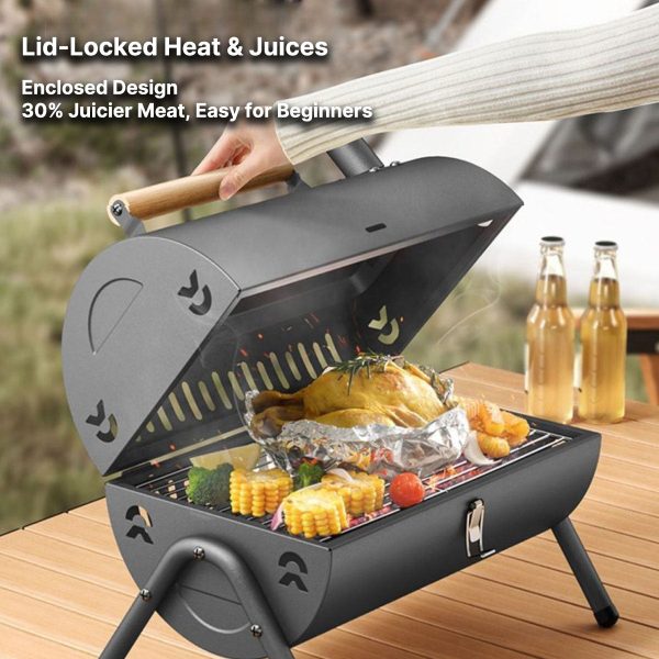 portable table top charcoal grill 3 5 people dual zone roasting for camping & picnics