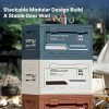 50l collapsible camping storage box with wood lid side opening stackable organizer & outdoor coffee table