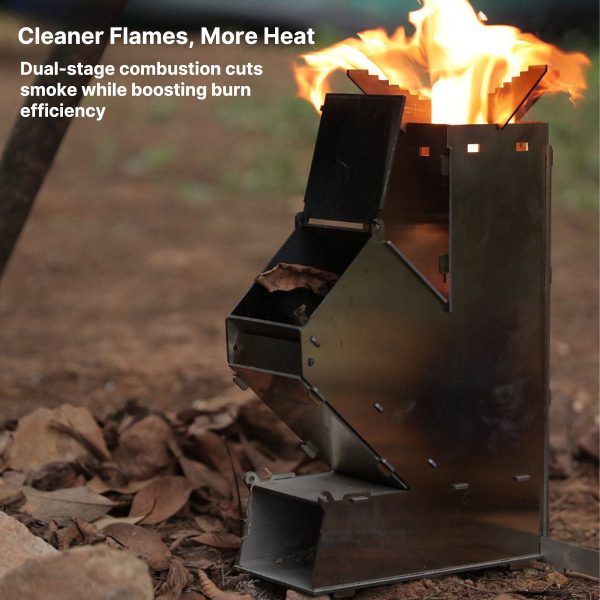 stainless steel portable collapsible camping rocket wood stove wood burning