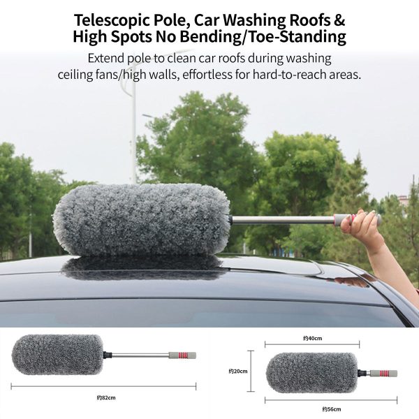 360° scratch free car duster extendable stainless steel pole cleaning tool