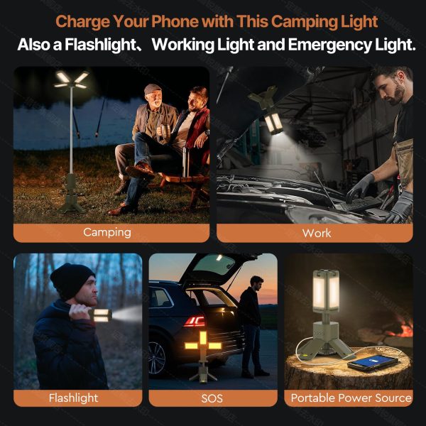 4800lm telescopic camping lantern rechargeable outdoor atmosphere light