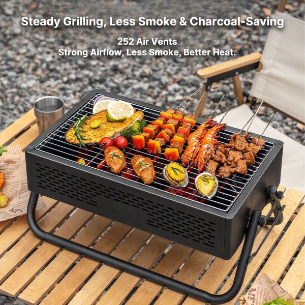 portable smokeless bbq grill foldable 27cm wide for 5+ people