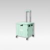 heavy duty collapsible rolling crate 50l folding utility cart with lid & telescoping handle