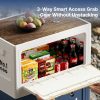 50l collapsible camping storage box with wood lid side opening stackable organizer & outdoor coffee table