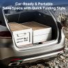 50l collapsible camping storage box with wood lid side opening stackable organizer & outdoor coffee table