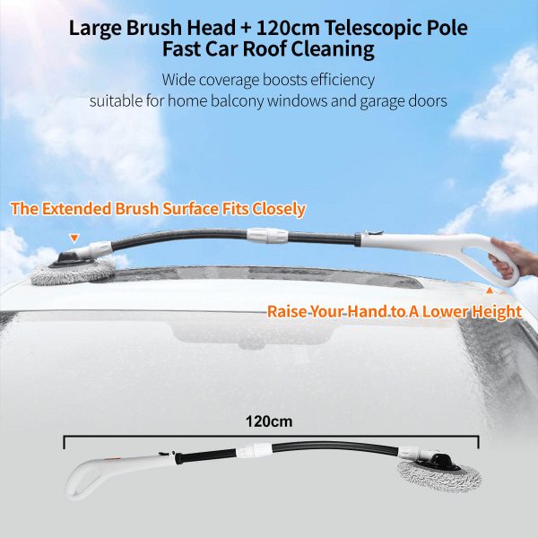 180° rotating car wash mop curved ergonomic handle scratch free microfiber scrubber