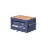 50l collapsible camping storage box with wood lid side opening stackable organizer & outdoor coffee table
