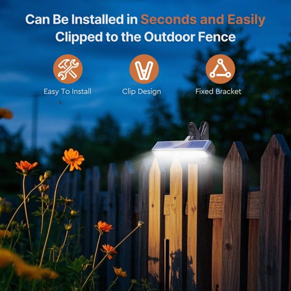 clip on solar motion lights outdoor waterproof security for fence garage camping