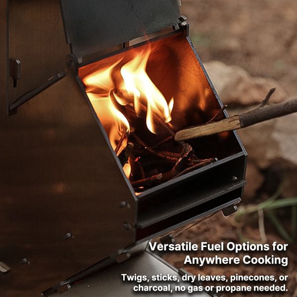 stainless steel portable collapsible camping rocket wood stove wood burning
