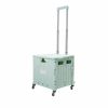 heavy duty collapsible rolling crate 50l folding utility cart with lid & telescoping handle