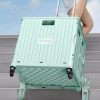 heavy duty collapsible rolling crate 50l folding utility cart with lid & telescoping handle