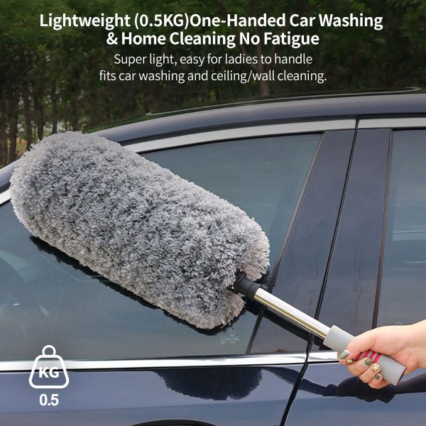 360° scratch free car duster extendable stainless steel pole cleaning tool
