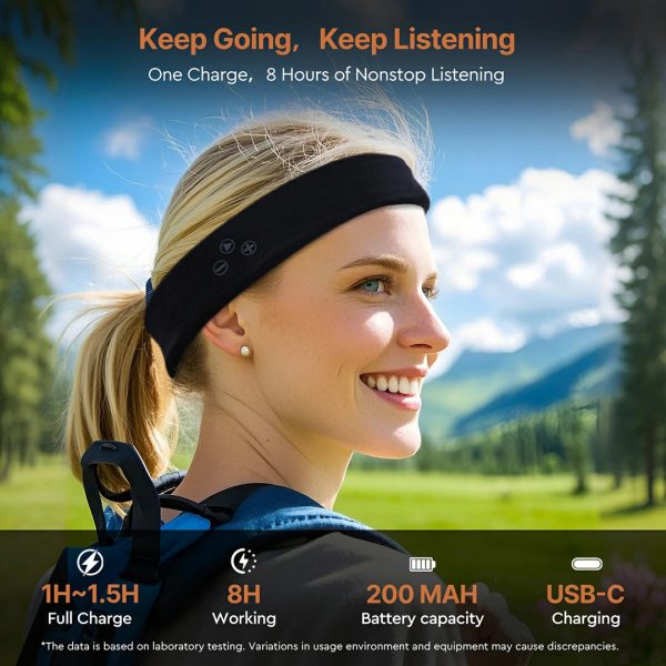breathable sports headband bluetooth headset ultra thin washable sleep headphones