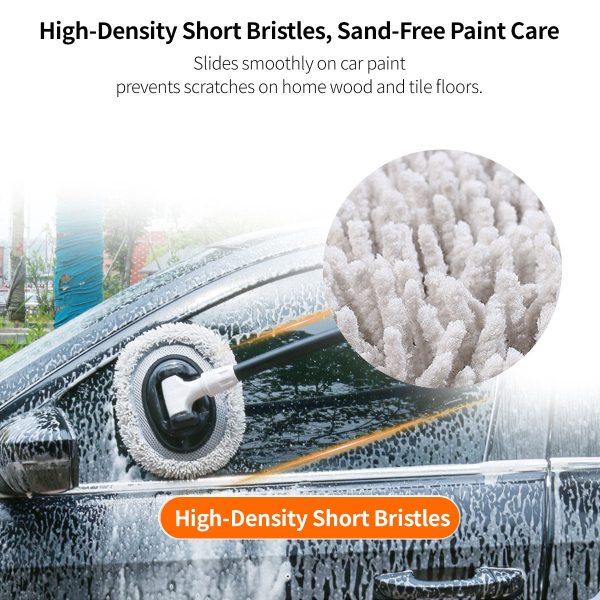 180° rotating car wash mop curved ergonomic handle scratch free microfiber scrubber