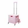 heavy duty collapsible rolling crate 50l folding utility cart with lid & telescoping handle