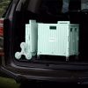heavy duty collapsible rolling crate 50l folding utility cart with lid & telescoping handle