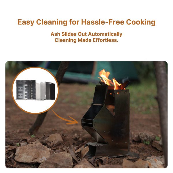 stainless steel portable collapsible camping rocket wood stove wood burning
