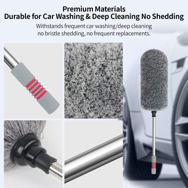 360° scratch free car duster extendable stainless steel pole cleaning tool